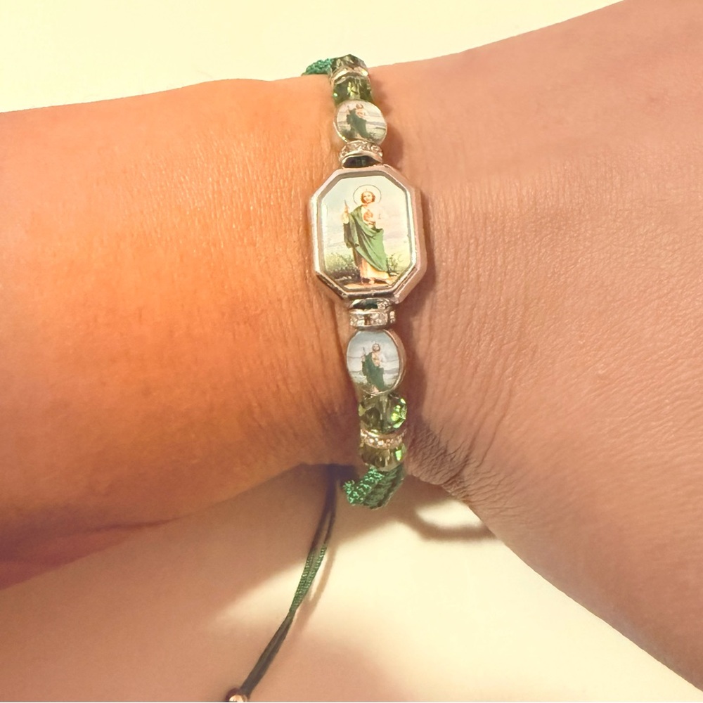Green Religious Charm Bracelet